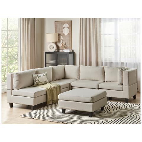 5 Posti Unstad Tessuto Beige Chiaro Con Ottomana Lato Sinistro - Foto 1