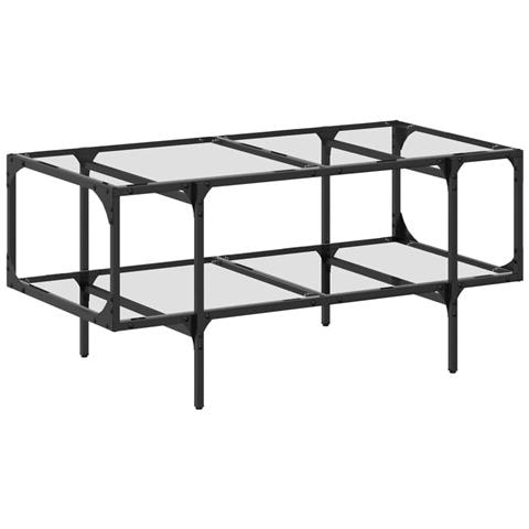 Tavolini Con Piano Vetro Trasparente 2 Pz 98,5x50x45 Cm Acciaio - Foto 2