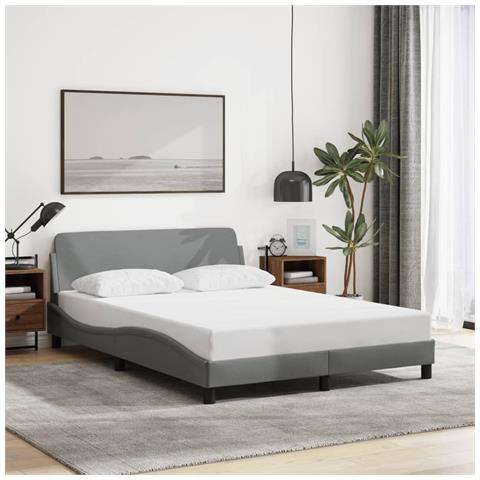 Giroletto Senza Materasso Grigio Chiaro 140x190 Cm Tessuto - Foto 3