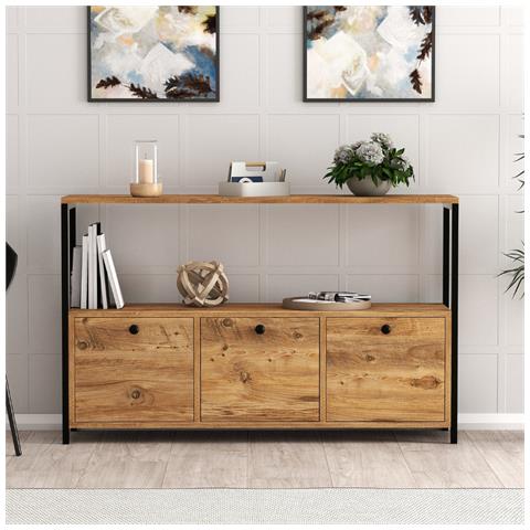 Dragor Credenza In Stile Industriale 3 Ante Legno/nero - Foto 1