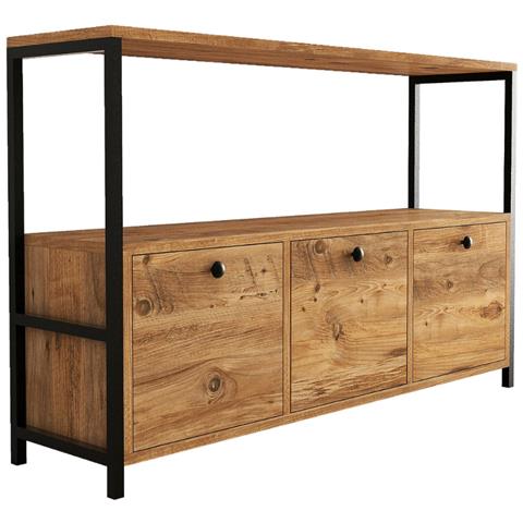 Dragor Credenza In Stile Industriale 3 Ante Legno/nero - Foto 7