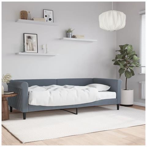 Divano Letto Con Materasso Grigio Scuro 90x200 Cm In Velluto - Foto 1