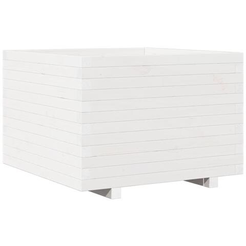 Fioriera Da Giardino Bianca 70x70x49,5cm Legno Massello Di Pino - Foto 2