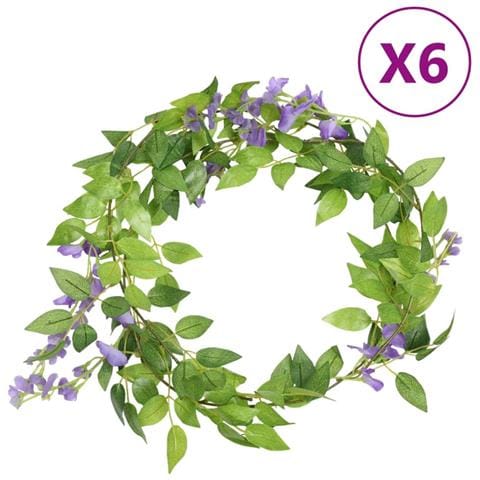Ghirlande Fiori Artificiali Natale 6 Pz Viola 200 Cm - Foto 1