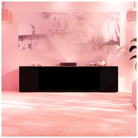 Mobile Meda 108 Nero Credenza Per Camino Elettrico E Mensole Ispica Raffinato Ed Elegante Mobile Corpo E Ante Legno Nero Piano E Base Rovere Consigliato Per Tutti Gli Interni - Foto 1