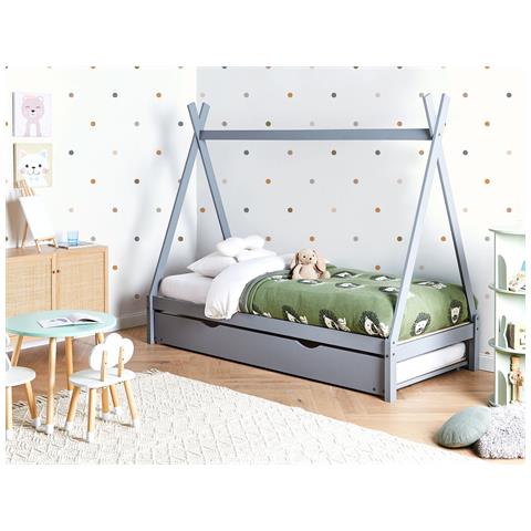 Letto Estraibile Per Bambini Legno Di Pino Talmontiers 90 X 200 Cm Grigio - Foto 1