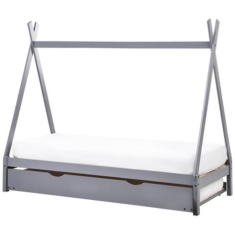Letto Estraibile Per Bambini Legno Di Pino Talmontiers 90 X 200 Cm Grigio - Foto 2