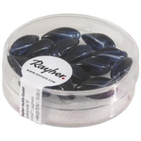 Rayher - 15 Pezzi - Perle In Vetro A Goccia 6x12mm - Colore Blu Notte - Foto 1