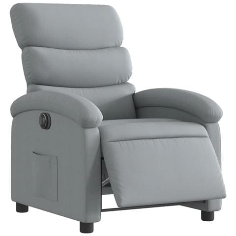 Poltrona Elettrica Reclinabile Grigio Chiaro In Tessuto - Foto 3