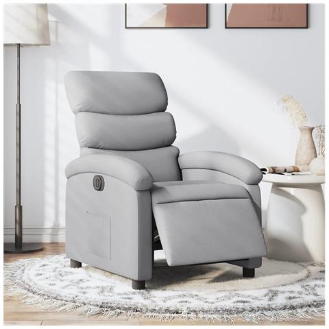 Poltrona Elettrica Reclinabile Grigio Chiaro In Tessuto - Foto 1