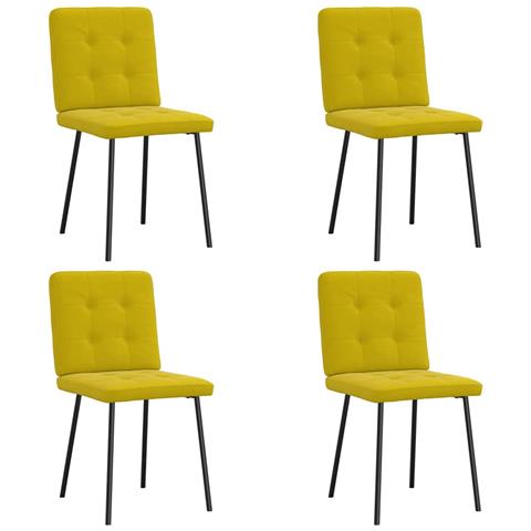 Sedie Da Pranzo 4 Pz Gialle In Velluto - Foto 1