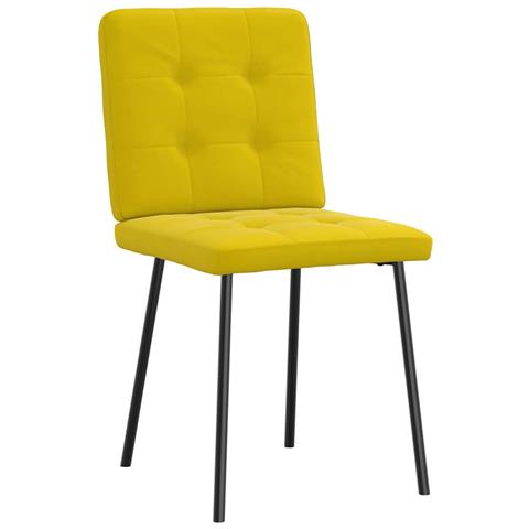 Sedie Da Pranzo 4 Pz Gialle In Velluto - Foto 3