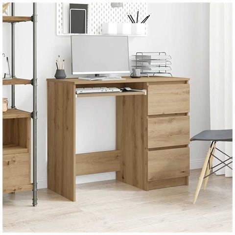 Scrivania Rovere Artigianale 90x45x76 Cm In Legno Multistrato - Foto 3