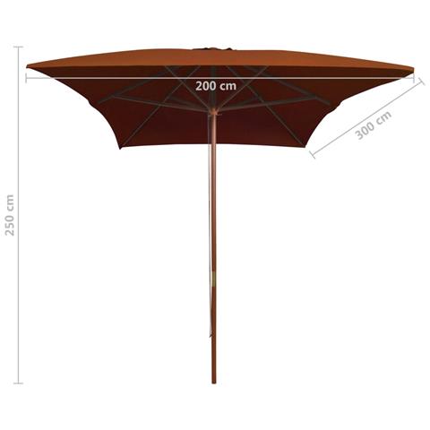 Lusso Casadino -  Ombrellone Da Giardino Con Palo In Legno Terracotta 200x300 Cm - Foto 6