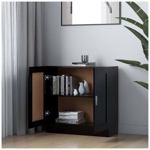 Libreria Nera 82,5x30,5x80 Cm In Legno Multistrato - Foto 2