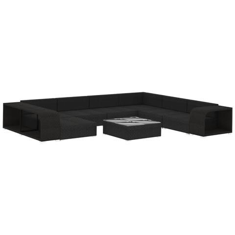 Lusso Casadino -  Set Divani Da Giardino 10 Pz Con Cuscini In Polyrattan Nero - Foto 2