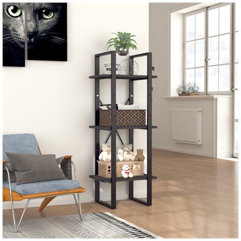 Lusso Casadino - Libreria A 3 Ripiani Grigia 40x30x105 Cm In Legno Multistrato - Foto 8