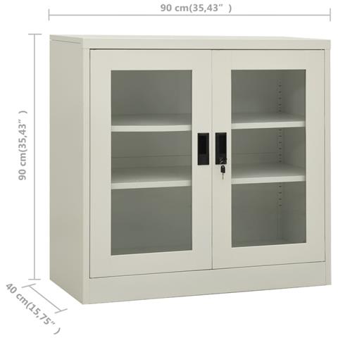 Armadio Per Ufficio Grigio Chiaro 90x40x90 Cm In Acciaio - Foto 8