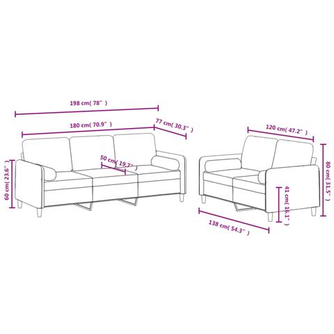 Set di Divani 2 pz con Cuscini Rosso Vino in Velluto - Foto 8