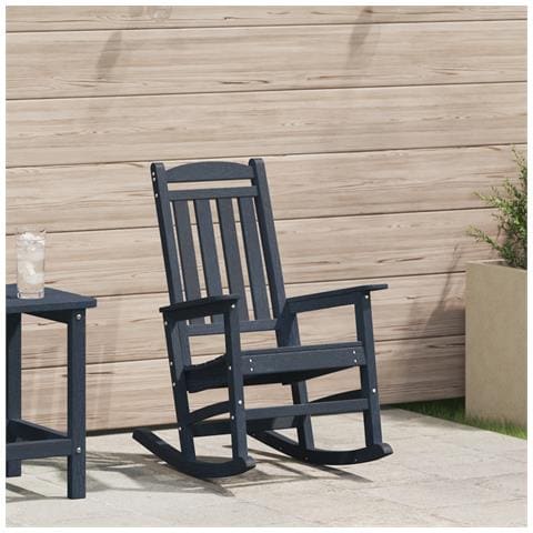 Sedia a dondolo da giardino Blu navy 70x92x108 cm HDPE - Foto 2