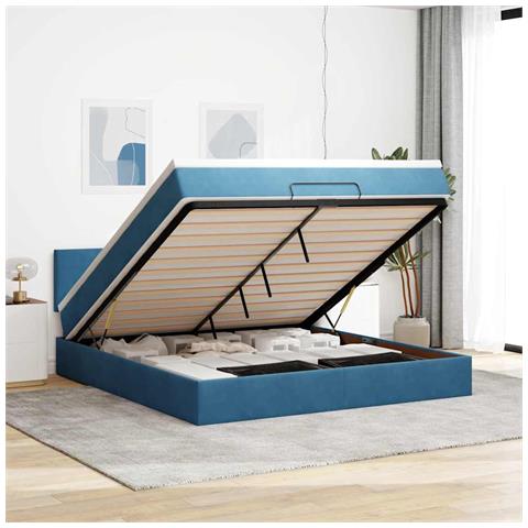 Struttura Letto Pouf con Materasso 180x200 cm in Velluto - Foto 2