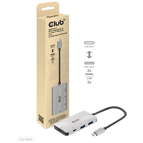 CSV-1543 replicatore di porte e docking station per laptop USB 3.2 Gen 2 (3.1 Gen 2) Type-C Nero, Argento - Foto 1