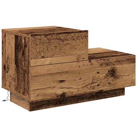 Comodino con Luci LED in Legno Antico 100x36x49 cm - Foto 1