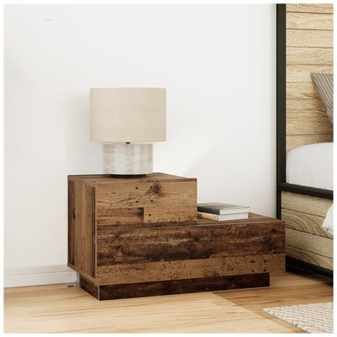 Comodino con Luci LED in Legno Antico 100x36x49 cm - Foto 2