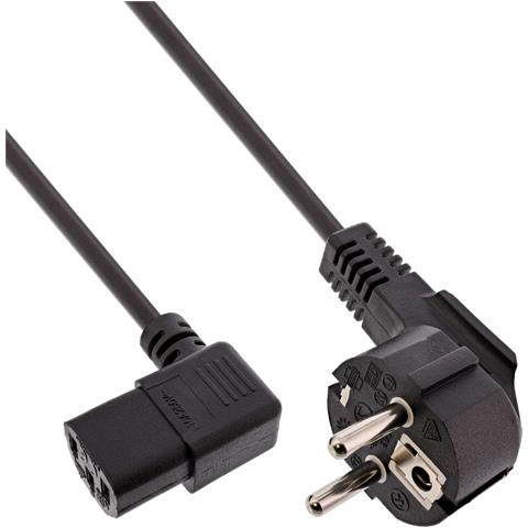 Cavo alimentazione spina Shucko 90° presa C-13 90°S, nero, 0,3m - Foto 1
