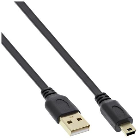 Cavo USB 2.0 Mini, Am / Mini Bm (5pol.), Piatto, dorato, nero, 0,3m - Foto 1