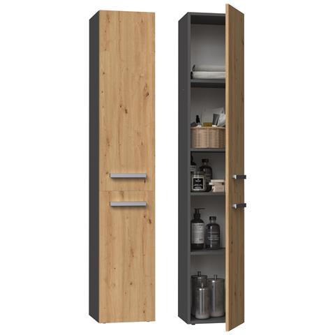 NEL II ANT /ART armadietto di conservazione per bagno Grafite, Quercia - Foto 1