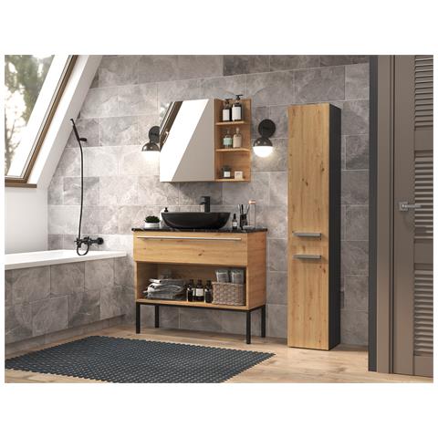 NEL II ANT /ART armadietto di conservazione per bagno Grafite, Quercia - Foto 2