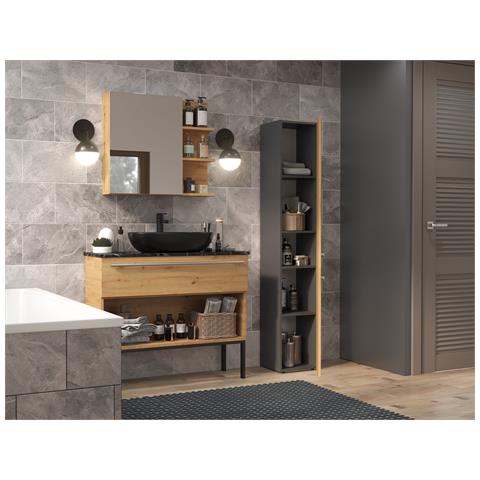 NEL II ANT /ART armadietto di conservazione per bagno Grafite, Quercia - Foto 3