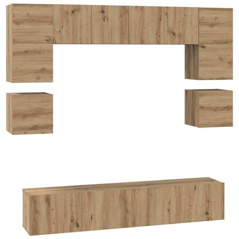 Set mobile TV 8 pcs rovere artigianale 80 x 30 x 30 cm - Foto 1