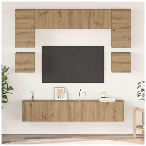 Set mobile TV 8 pcs rovere artigianale 80 x 30 x 30 cm - Foto 2
