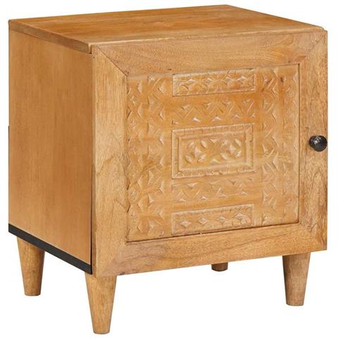 Comodino Marrone chiaro 40 x 33 x 46 cm legno massello di mango - Foto 2