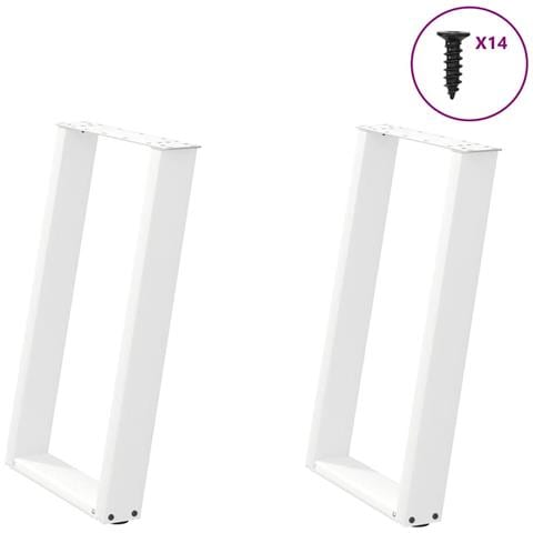 Gambe per tavolo da pranzo a forma di U 2 pz bianche 60x(72-73) cm in acciaio - Foto 1