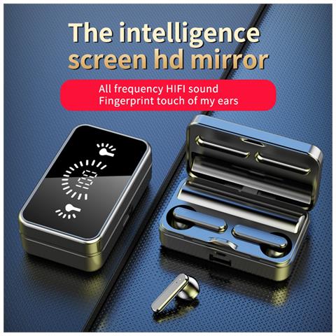Auricolari Bluetooth 5.3 Wireless Black Mirror Con Nfc, Suono Hifi E Display Digitale, Compatibili Con Apple, Samsung, Huawei E Garmin - Foto 7