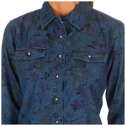 Camicia Texana A Manica Lunga Con Collo A Rever 10dcl0058 Donna - Foto 2