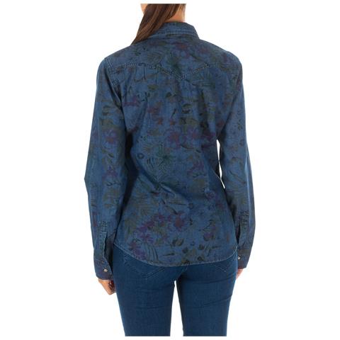 Camicia Texana A Manica Lunga Con Collo A Rever 10dcl0058 Donna - Foto 3