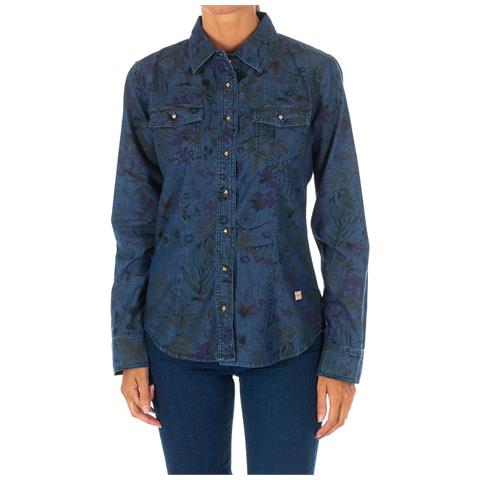 Camicia Texana A Manica Lunga Con Collo A Rever 10dcl0058 Donna - Foto 1