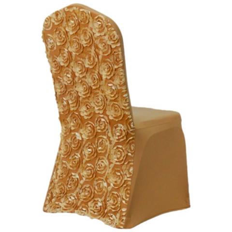 Elegante Coprisedia Con Rose - Spandex, Elastico, Per Matrimoni, Banchetti Ed Eventi Gold - Foto 1