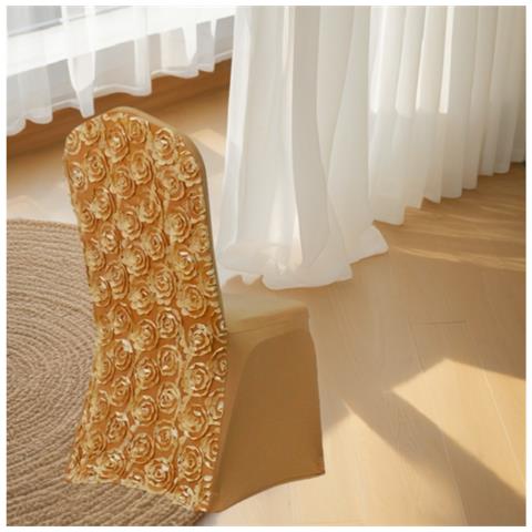 Elegante Coprisedia Con Rose - Spandex, Elastico, Per Matrimoni, Banchetti Ed Eventi Gold - Foto 2