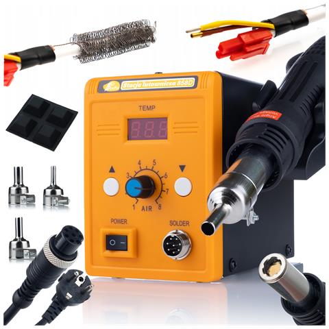 Stazione Saldante Hot-air 858d - Potenza 700w, Regolazione Temperatura 100-500°c | Set 3 Ugelli | Sicurezza Avanzata E Compatibilità - Foto 1