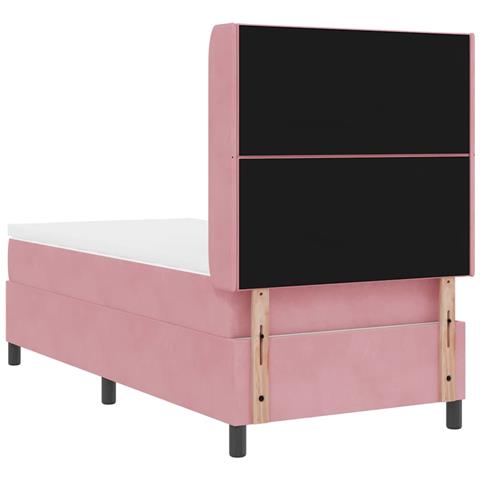 Letto a molle con materasso Rosa 90 x 200 cm Velluto - Foto 9