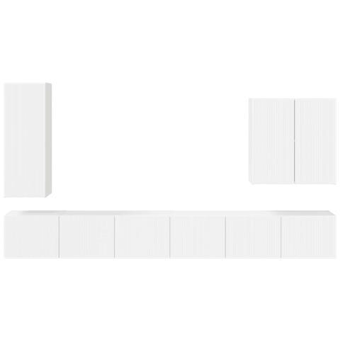 Set di Mobiletto da TV a Parete 6 pcs Bianco Lucido - Foto 9
