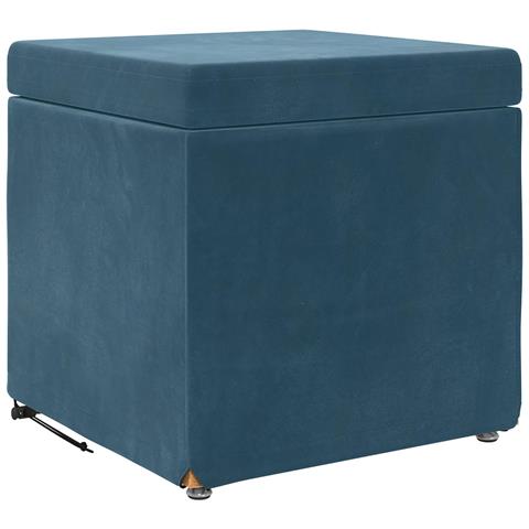 Pouf Blu 41 x 41 x 40 cm Velluto e Legno Ingegnerizzato - Foto 1