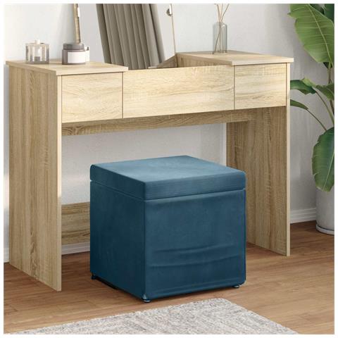 Pouf Blu 41 x 41 x 40 cm Velluto e Legno Ingegnerizzato - Foto 2