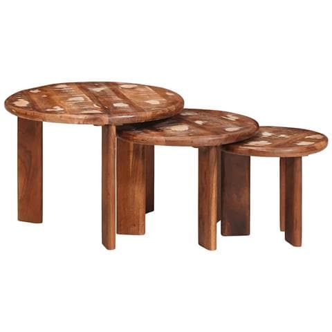 Tavoli da Caffè Nido 3 pcs Multicolore Legno massello riciclato - Foto 2