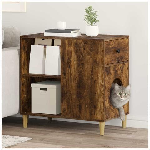 Casa per Gatti Rovere fumé 72 x 42.5 x 70 cm Legno multistrato - Foto 2